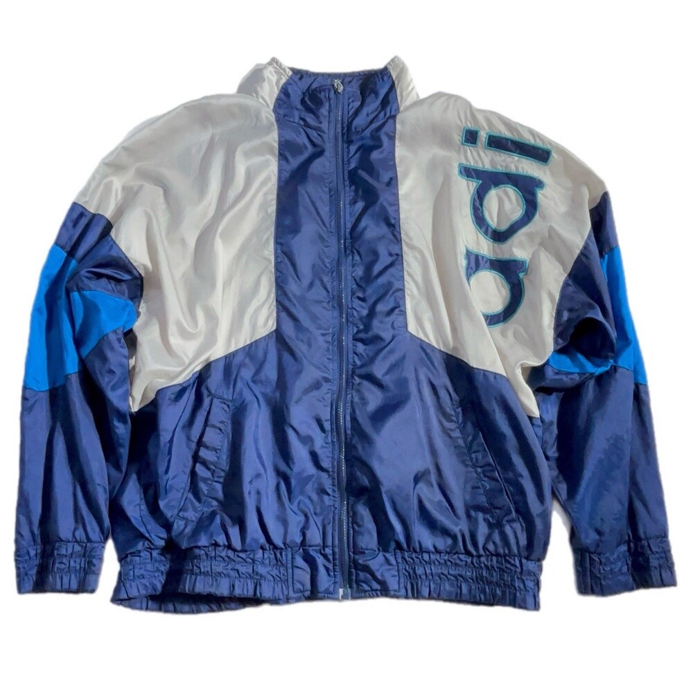 Adidas Windbreaker 90s  Gray And Blue vintage Jacket
